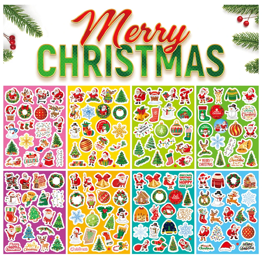 

160pcs/8 Sheets Cute Christmass Sticker DIY Envelopes Gift Handbook Decoration Stickers Stationery