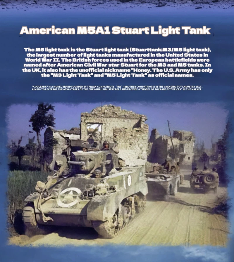 Фото Новая профессиональная военная радиоуправляемая модель танка Kubingke American Stuart M5A1, имитационная игрушка на пульте управления для детей №3