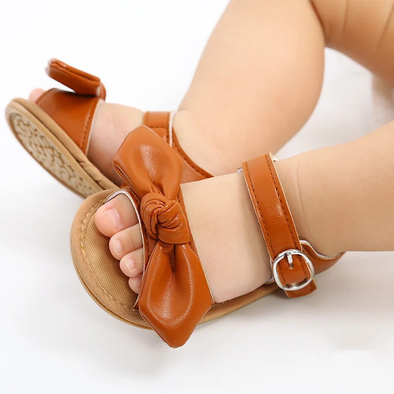 

Summer Solid Color Bow-knot Kids Shoes Infant Soft-soled Casual Comfortable Toddler Shoes 0-18M Baby Girls First Walkers