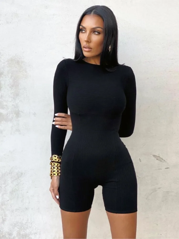 Трикотажный комбинезон с длинным рукавом женский шорты боди женская одежда для