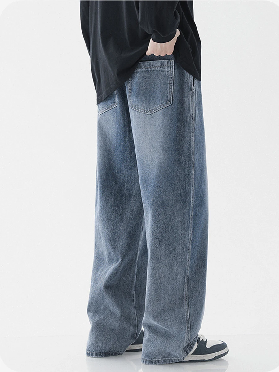Four Seasons Men's Jeans Straight Loose Retro Mopping Wide Leg Pants Trendy Long Pants Fashion Streetwear Men Ins Hot Sale JEANS