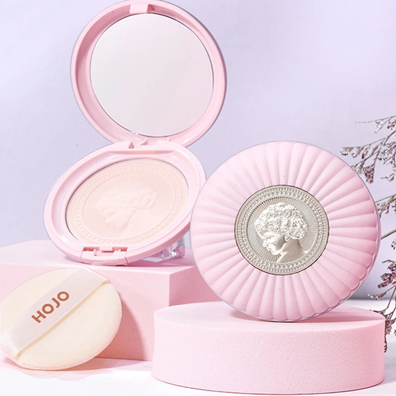 

Embossed Feather Soft Honey Face Powder Cake Light Delicate Concealer Oil Control Makeup Invisible Pores Lasting Facial Makeup