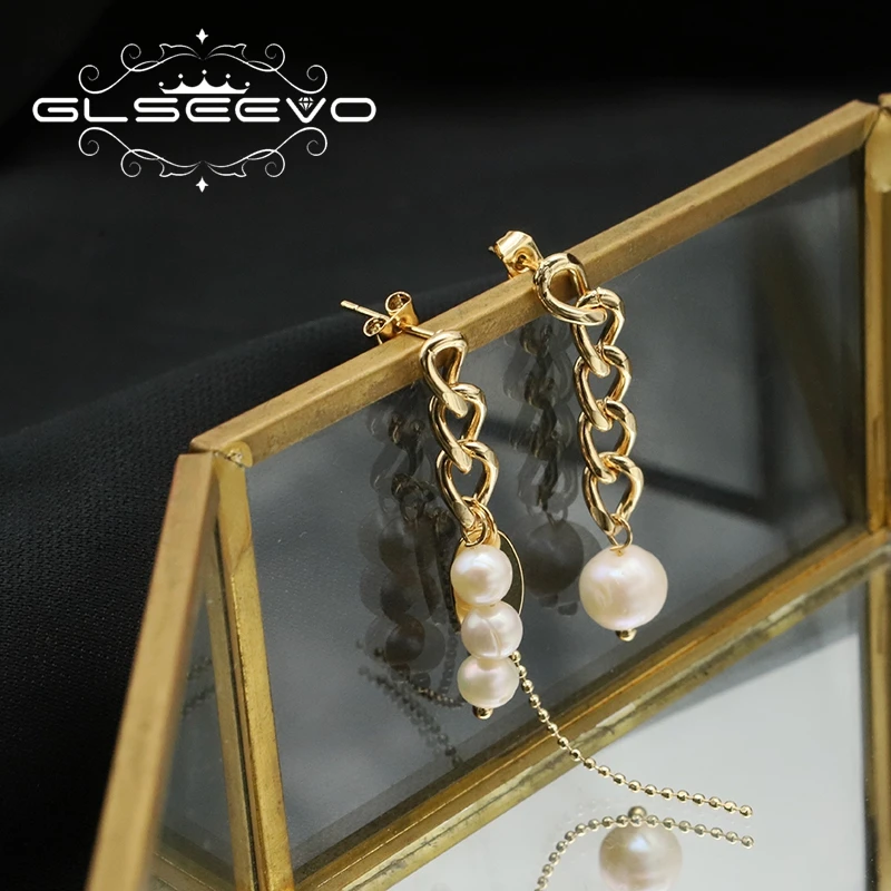 GLSEEVO оригинальный дизайн 2023 дисимметричные жемчужные Висячие Серьги Цепочка
