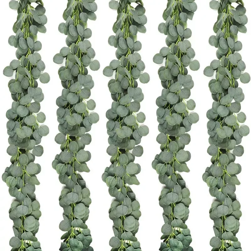 

5 упаковок искусственного венка эвкалипта, зеленая Виноградная лоза эвкалипта для свадебного банкета, украшения сада
