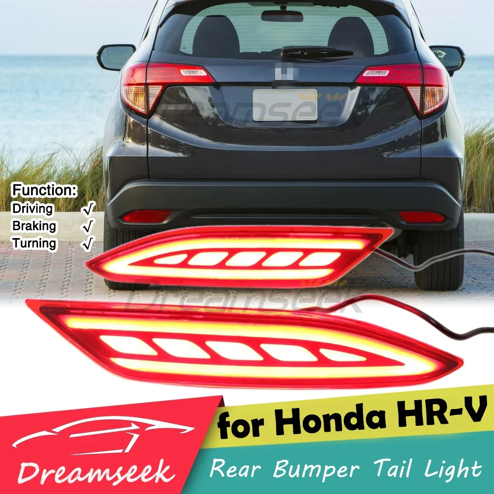 

Для Honda Vezel HR-V 2014 2015 2016 2017 2018 2019-2021 светодиодный задний бампер задний фонарь стоп-сигнал с отражателем указателя поворота красная линза