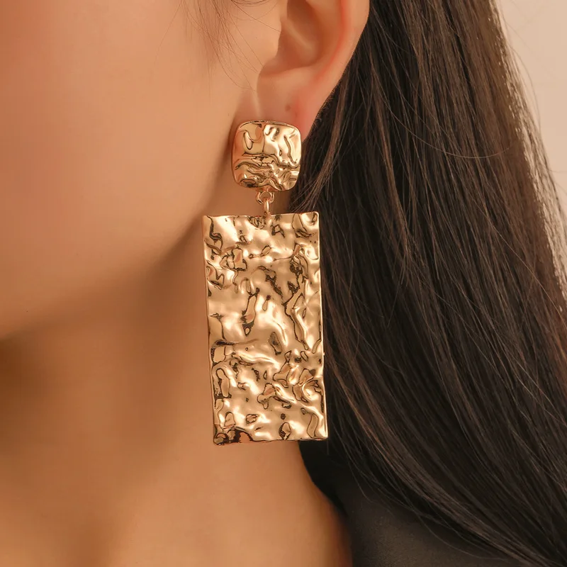 

Vintage Metal Statement Drop Earrings for Women 2022 Fashion Jewelry Africa Luxury Geometric Gold Color Hanging Dangle Earring