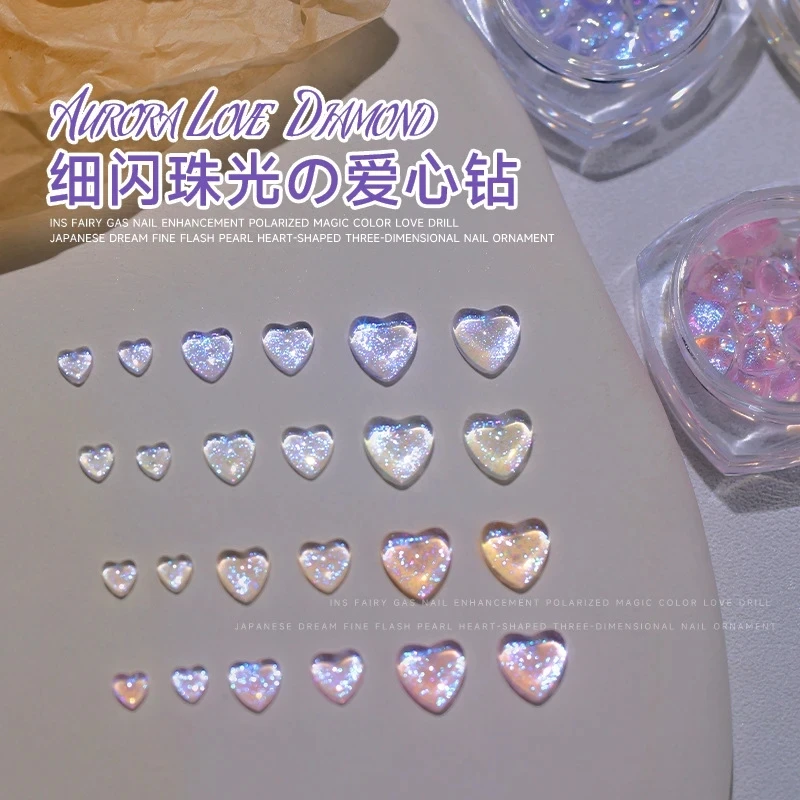 

10pcs/30pcs Mix Sizes Peach Heart Nail Art Charms Rhinestones 3D Kawaii Gummy Resin Accessories Nail Decorations DIY Ornament