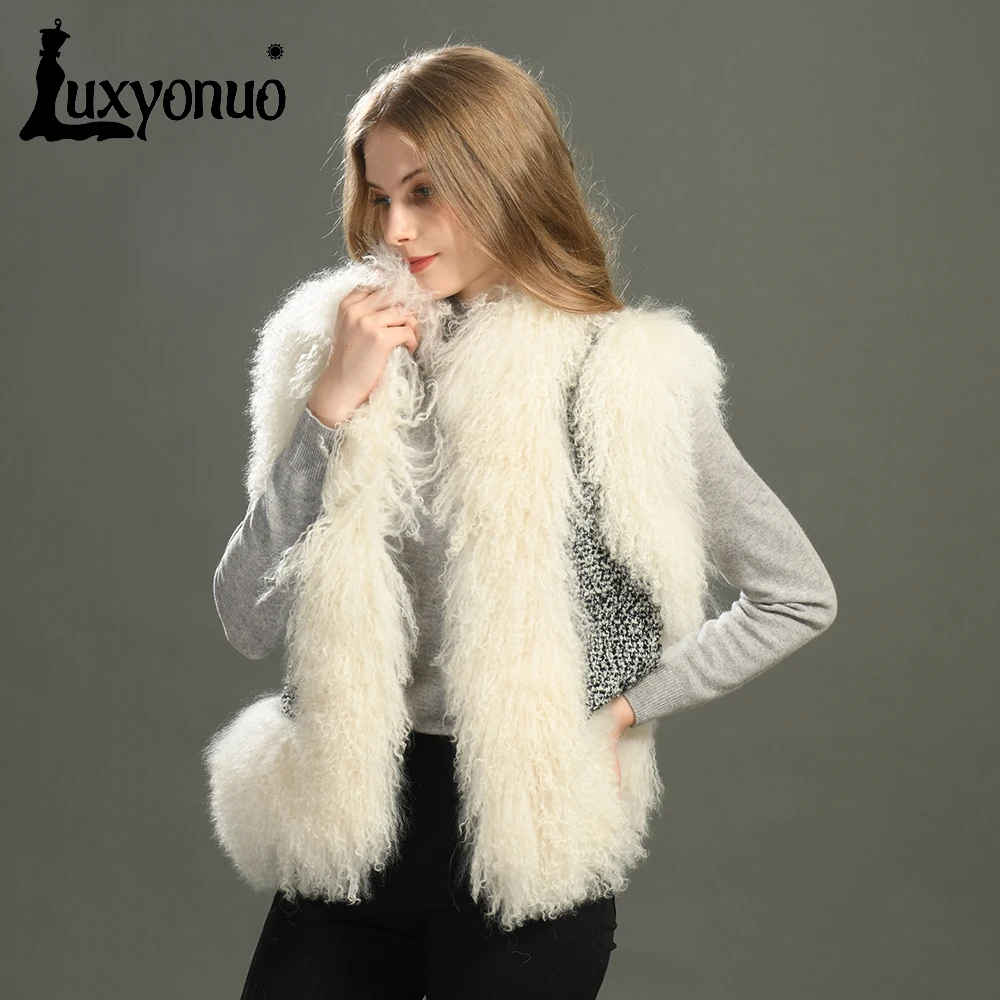 Luxyonuo женские шерстяные пальто и комплекты с отделкой из натурального