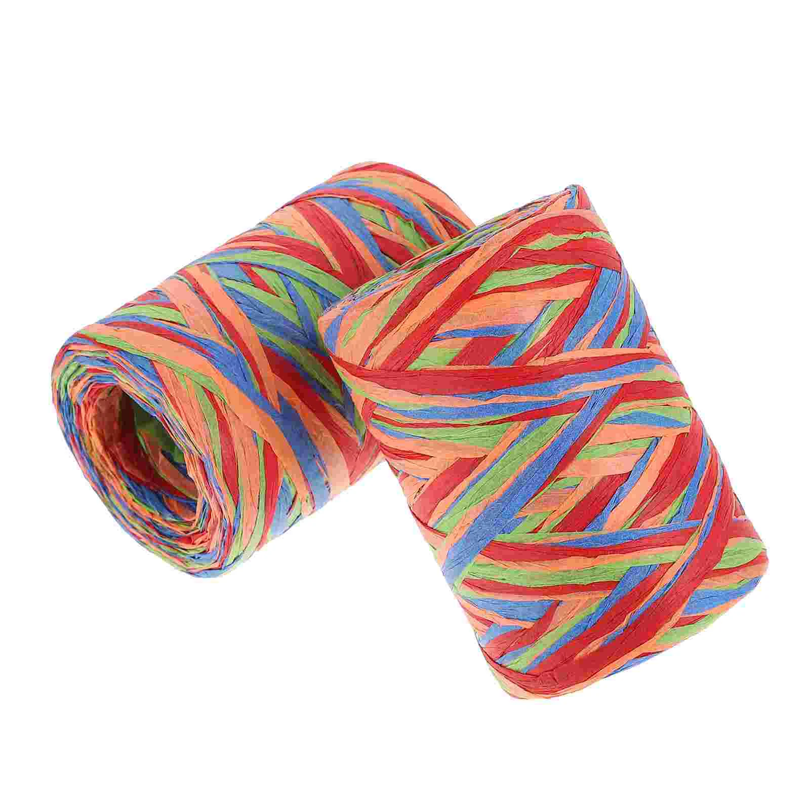 

2 Rolls Multifunctional Simple Decorative Lafite Paper Rope Gift Wrapping Paper