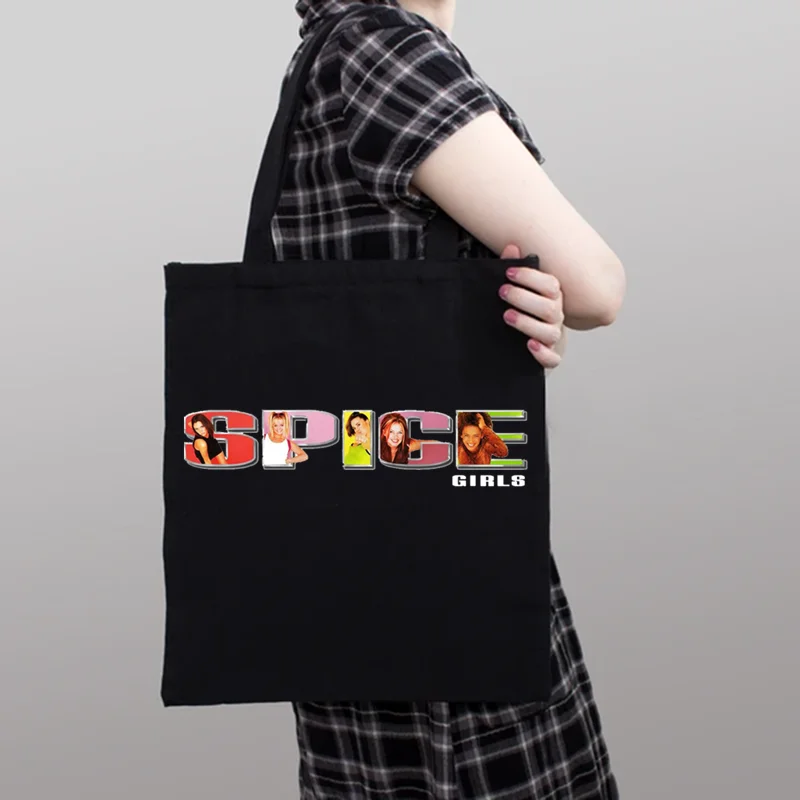 

Aesthetic Spice Girls Print Canvas Bag Women's Shoulder Bag Fashion Large Capacity Shopping Shopper Ladies Hand Bags Tote Bags