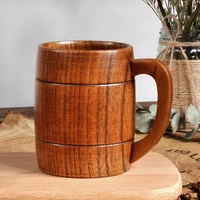 320ml jujube wood teacup personality bar living room office with handle hand cup wood ear beer mug coffee mugs creative