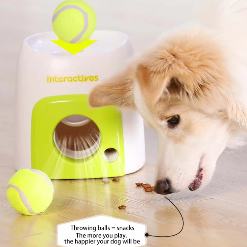 

Tennis Launcher Dog Ball Throwing Machine Dog Accessories Automatic Pet Feeder Interactive Dog Ball Toys Food Reward Machine
