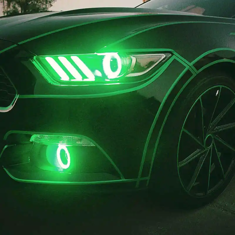 Разноцветные светодиодные фары RGB DRL комплект ангельские глазки замена