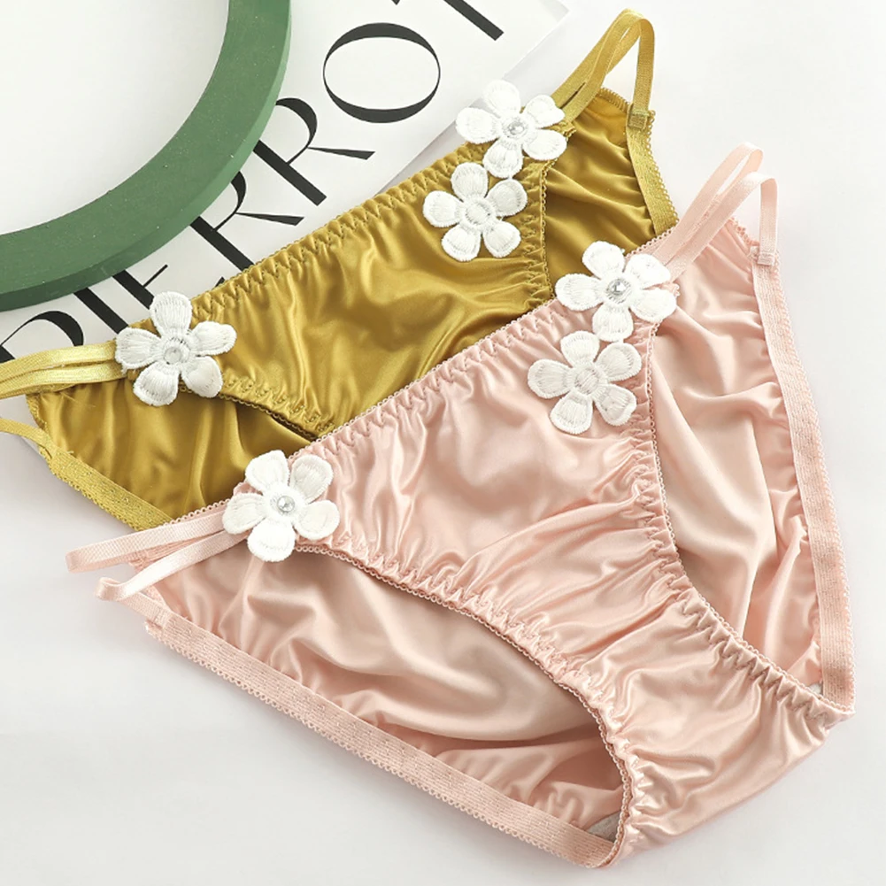 Женские сексуальные обтягивающие Цветочные атласные дышащие трусики с