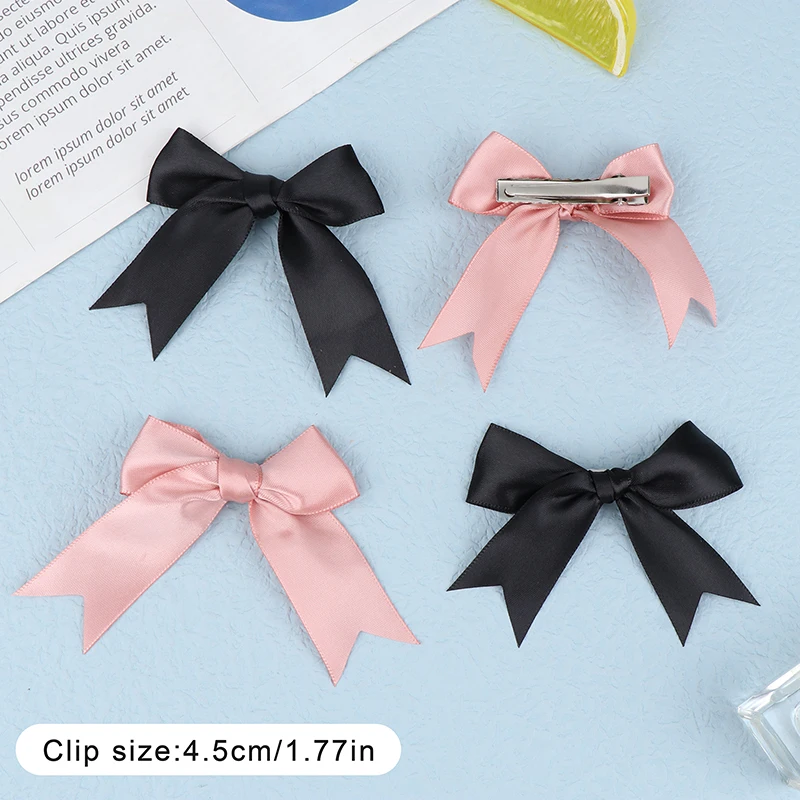 

2Pcs/set Summer New Double Horsetail Headdress Satin Bowknot Hairpin Bangs Clip Children's Bobby Pin Hair Accessories For Women