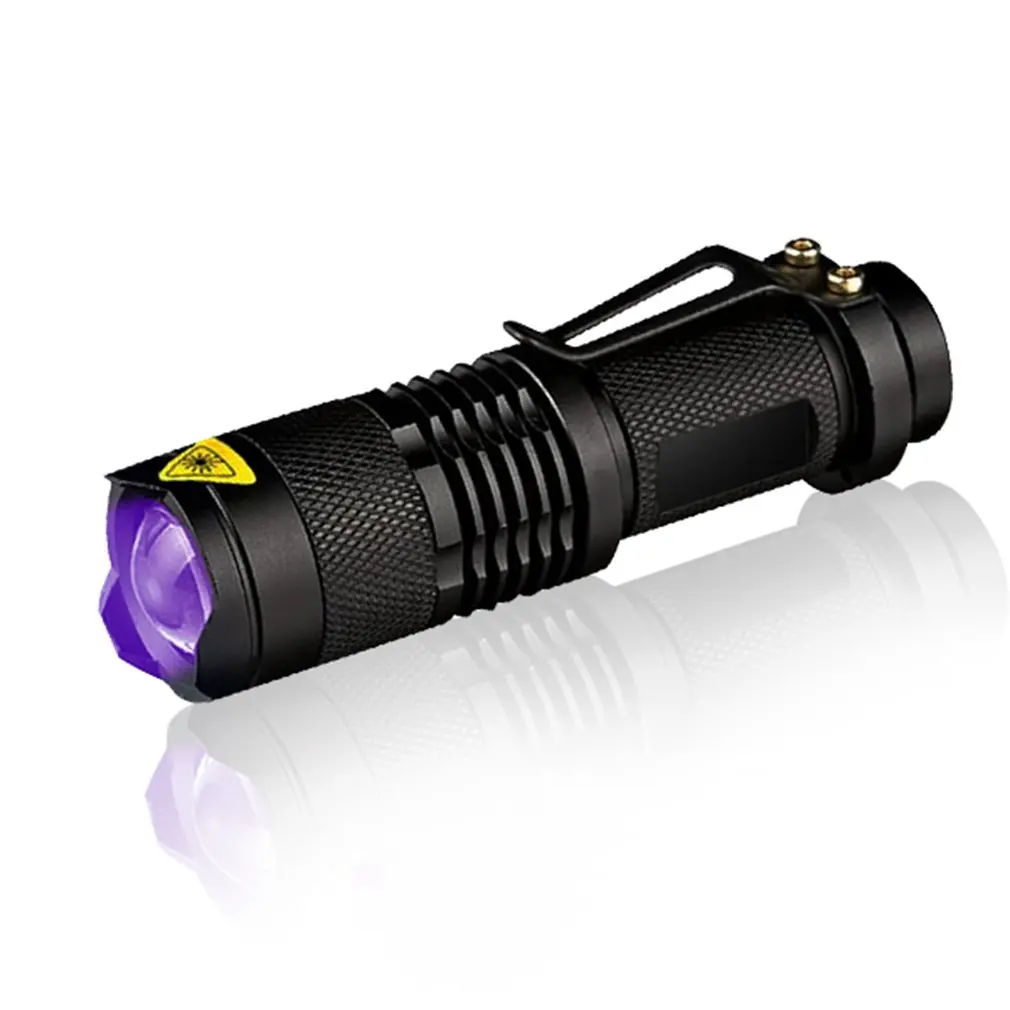 

UV Flashlight 365nm Ultra Violet Light Zoomable UV light Torch Lamp For Marker Checker Detection Using AA/14500 battery