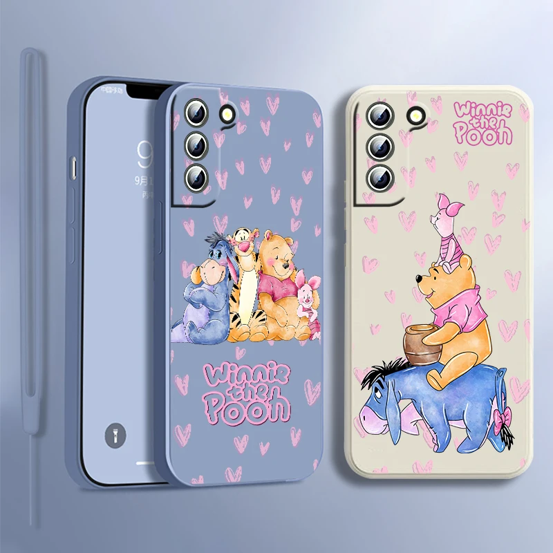 

Winnie the Pooh Friends Phone Case For Samsung Galaxy S23 S22 S21 S20 S10 S9 Ultra Plus Pro FE Liquid Rope Soft Phone Case Cover