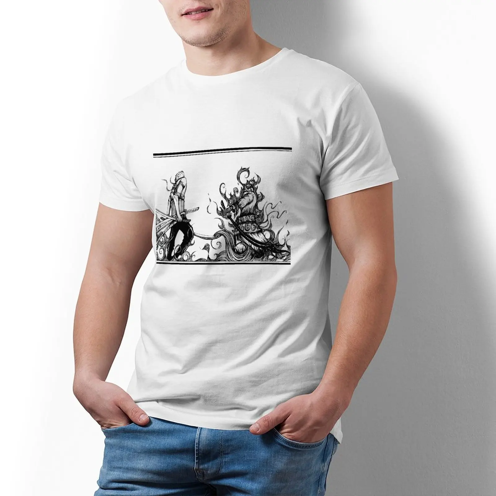 

Bandai One Piece Zoro And Ryuma T Shirt Manga Mens Streetwear T-Shirt Big Graphic Cotton Tee Shirt