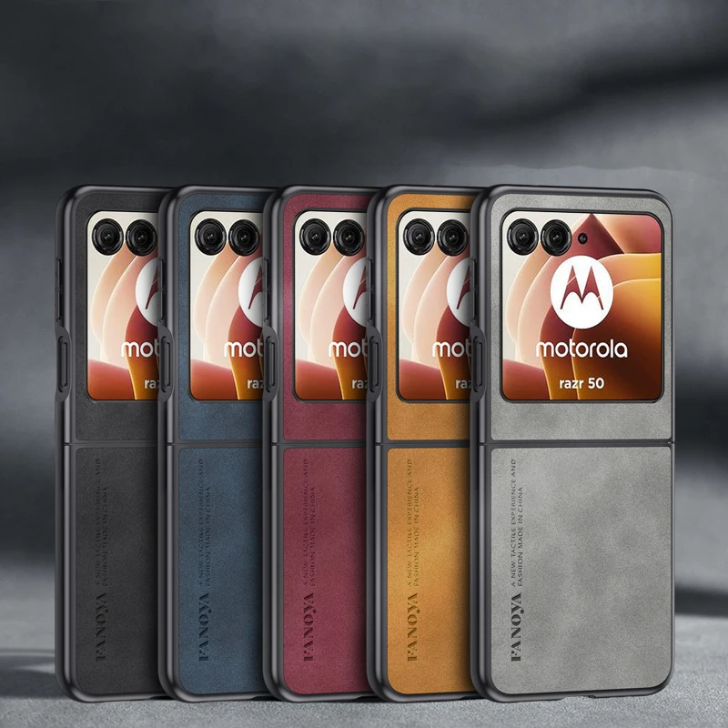 Кожаный чехол для Motorola Razr 50 ультрароскошный складной Матовый ультратонкий