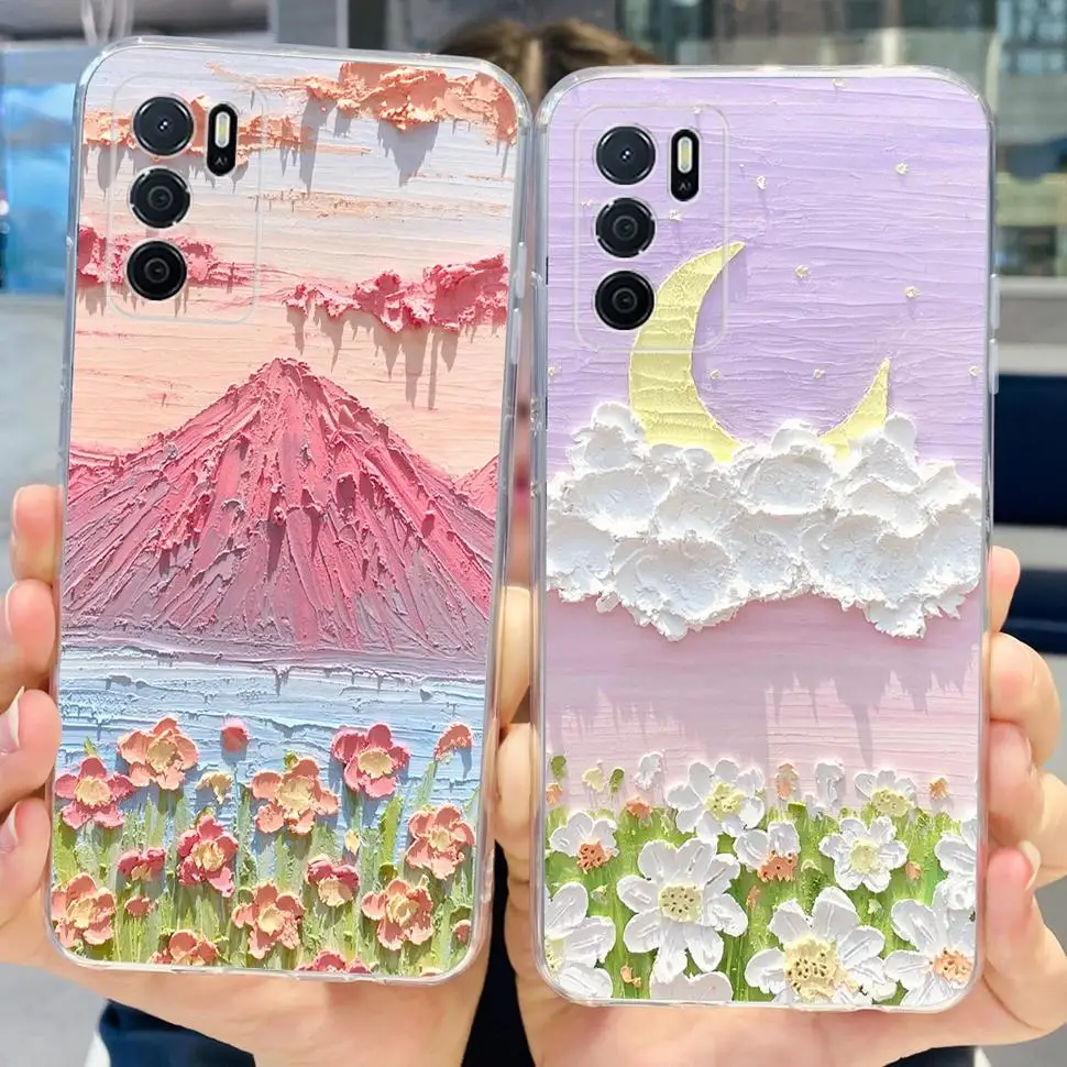 Для Oppo A16 4G Чехол CPH2269 Симпатичный окрашенный чехол Силиконовый мягкий из ТПУ для