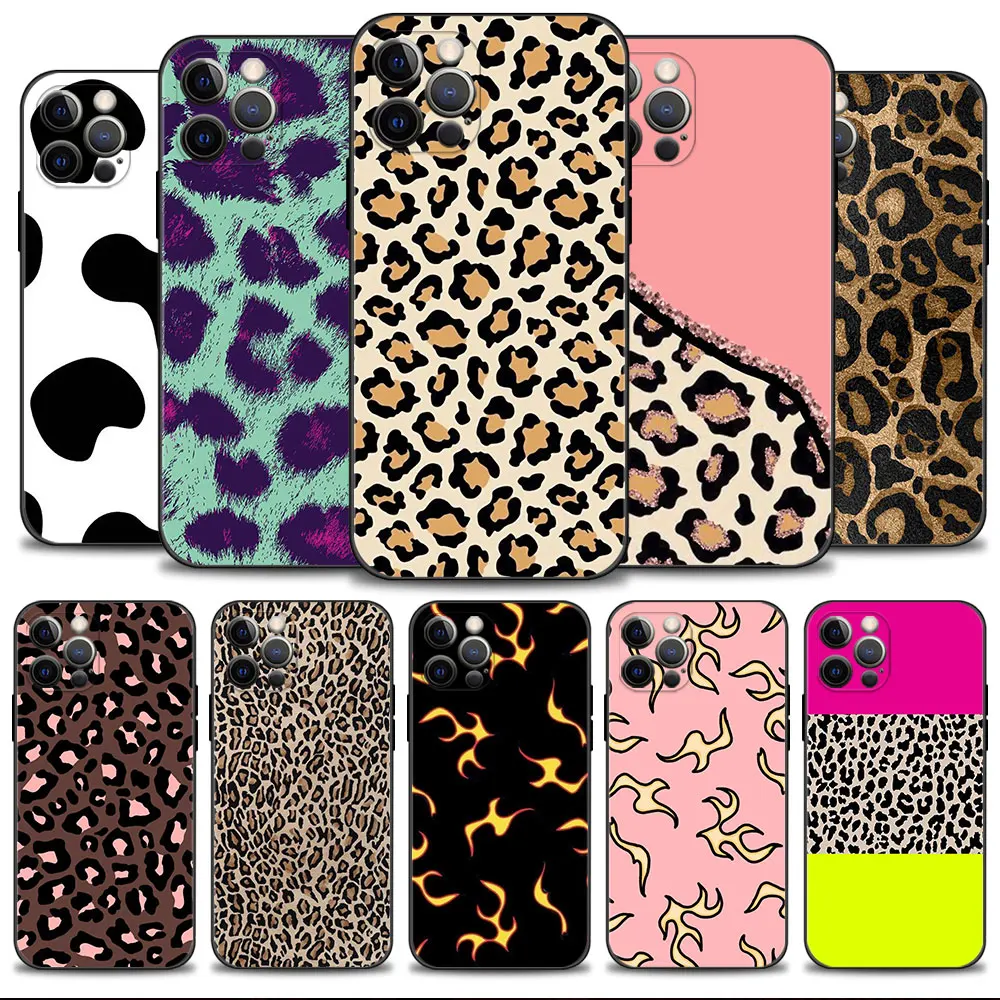 

Coque Leopard Print Milk Cow Zebra Stripe Shell Protection For iPhone X 7 13 Pro Max XS 12 11 14 XR 8 Plus Mini SE SE2022 6S
