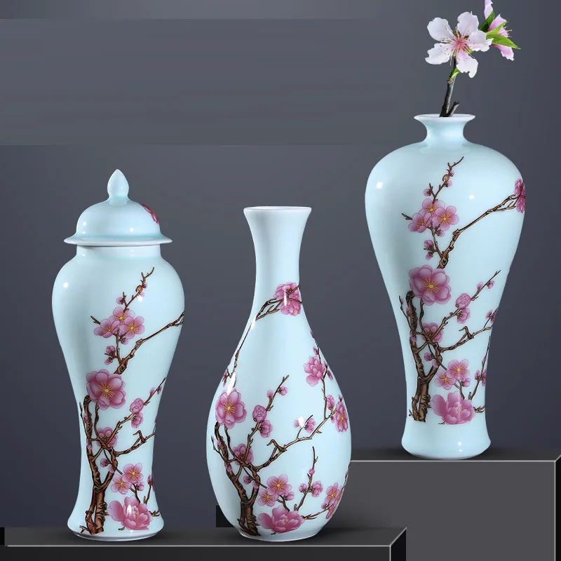 

Jingdezhen Ceramic Vase Plum General Jar Household Living Room Simple Hydroponic Flower Arrangement Decoration