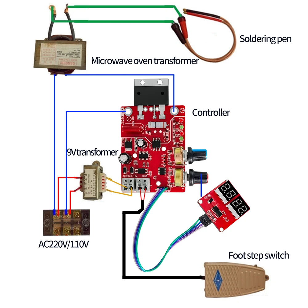 

Spot Welders control Board 40A/100A Digital display Spot welding time and current controller panel timing Ammeter NY-D01