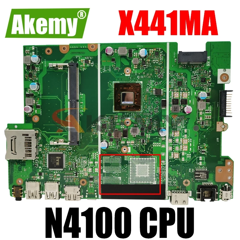 

Akemy X441MA W/ N4100 материнская плата с процессором для ноутбука для Asus X441M X441MA F441M Материнская плата ноутбука