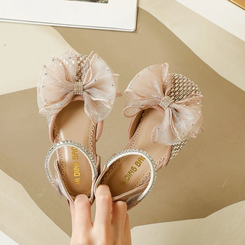 

New Children Girls Leather Shoes Princess Baby Fashion Rhinestones Toddler Flats Breathable Kids 041