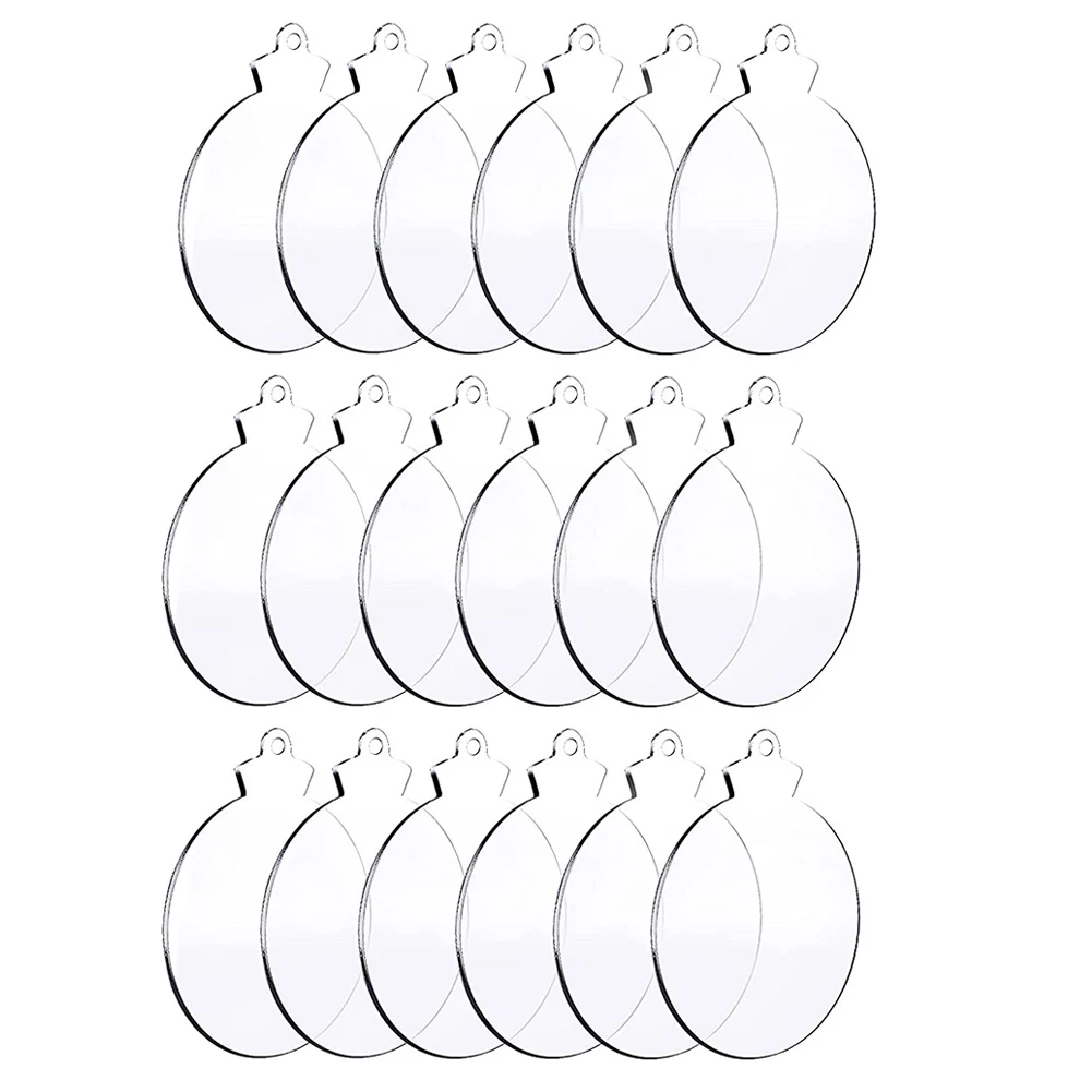 

50Pcs Round Acrylic Christmas Ornament Blank Transparent Acrylic Ornament with Hole for DIY Craft Holiday