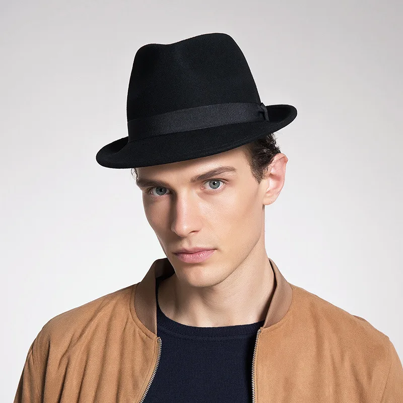 100% Wool Fedora Hat For Men With 