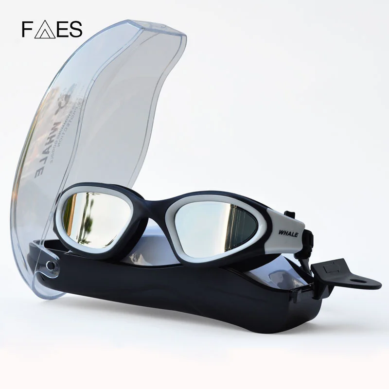 

New Whale silicone Swimming Glasses for the Poor swim goggles Anti-fog UV Goggles Men women diopters sports with Box