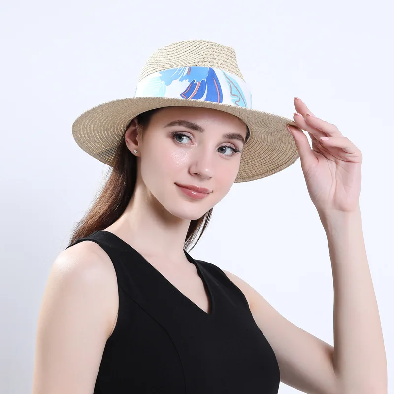 

Boho Straw Panama Hats Women And Men British Jazz Hat Summer Sombrero Western Sunhat Vacation Travel Beach Fedora Cap UPF50+