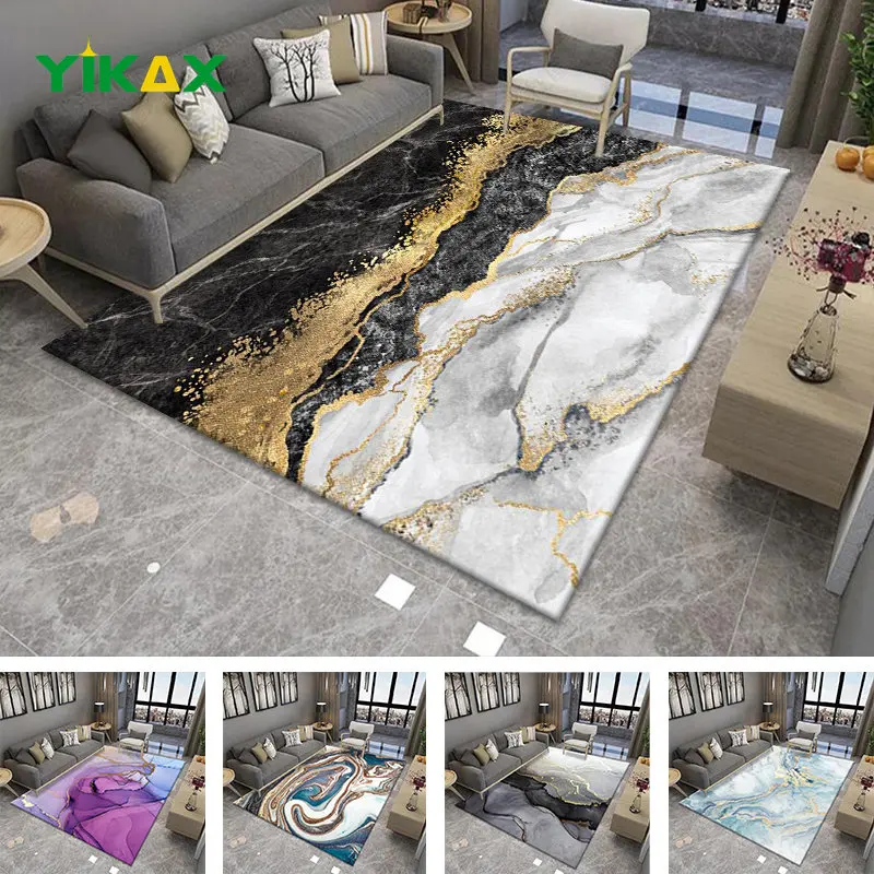 

Nordic Marble Carpet Light Luxury Living Room Decor Rug Art Abstract Bedroom Bedside Rugs Kitchen Balcony Non-slip Floor Mats