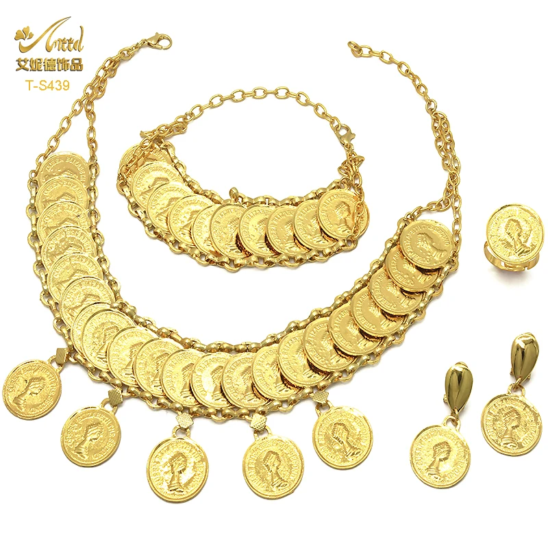 Купи ANIID Brazilian Gold Color Jewelry Sets For Women Tassel Coin Pendant Collares Necklace Bridal Dubai Luxury Jewellery Set Gift за 860 рублей в магазине AliExpress