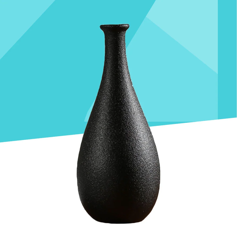 

Vase Flower Ceramic Vases Flowers Black Porcelain Container Desktop Modern Decorative Homedecor Tall Simplicity Bottle Dry