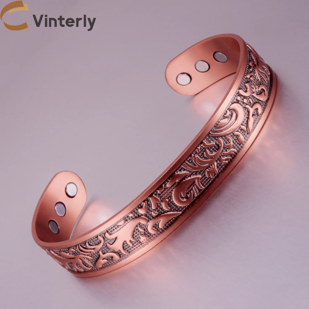 Мужской Браслет-манжета Vinterly из чистой меди 15 мм