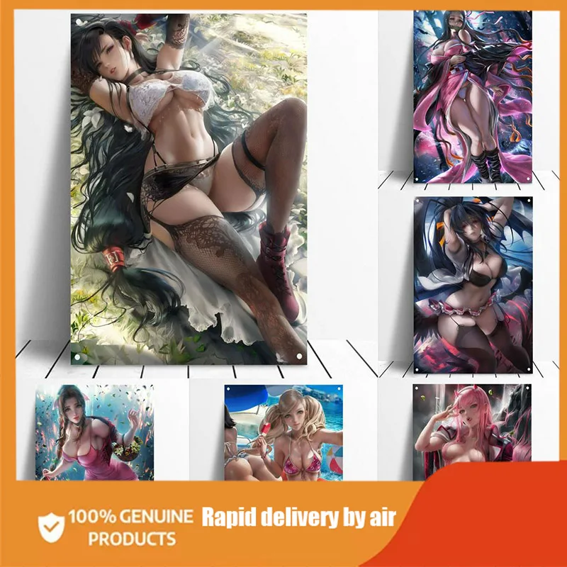 

Anime Fantasy Girl Tifa Aerith 002 Nezuko FF7 Metal Poster Tv Shows Movie Game Anime Tin Sign Wall Art Decor