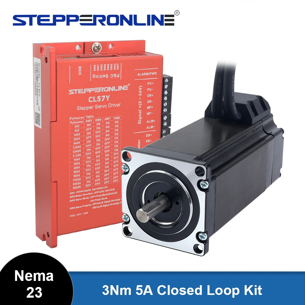 

STEPPERONLINE Шаговый двигатель Nema 23 с энкодером 3 Нм CL57Y