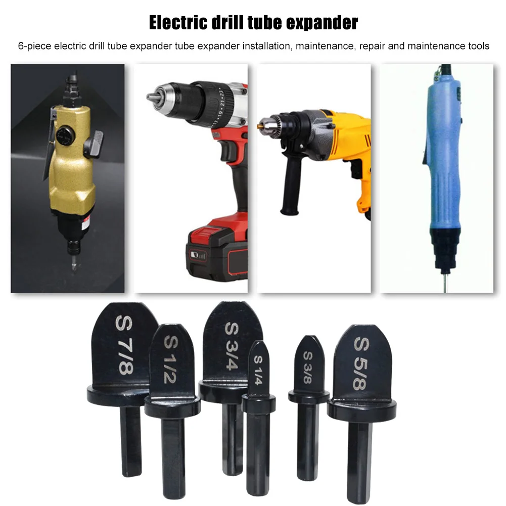 

6pcs Imperial Drill Tube Pipe Expander Support Flaring Reamer Maintenance Takeover for Air Conditioner Swaging Tools