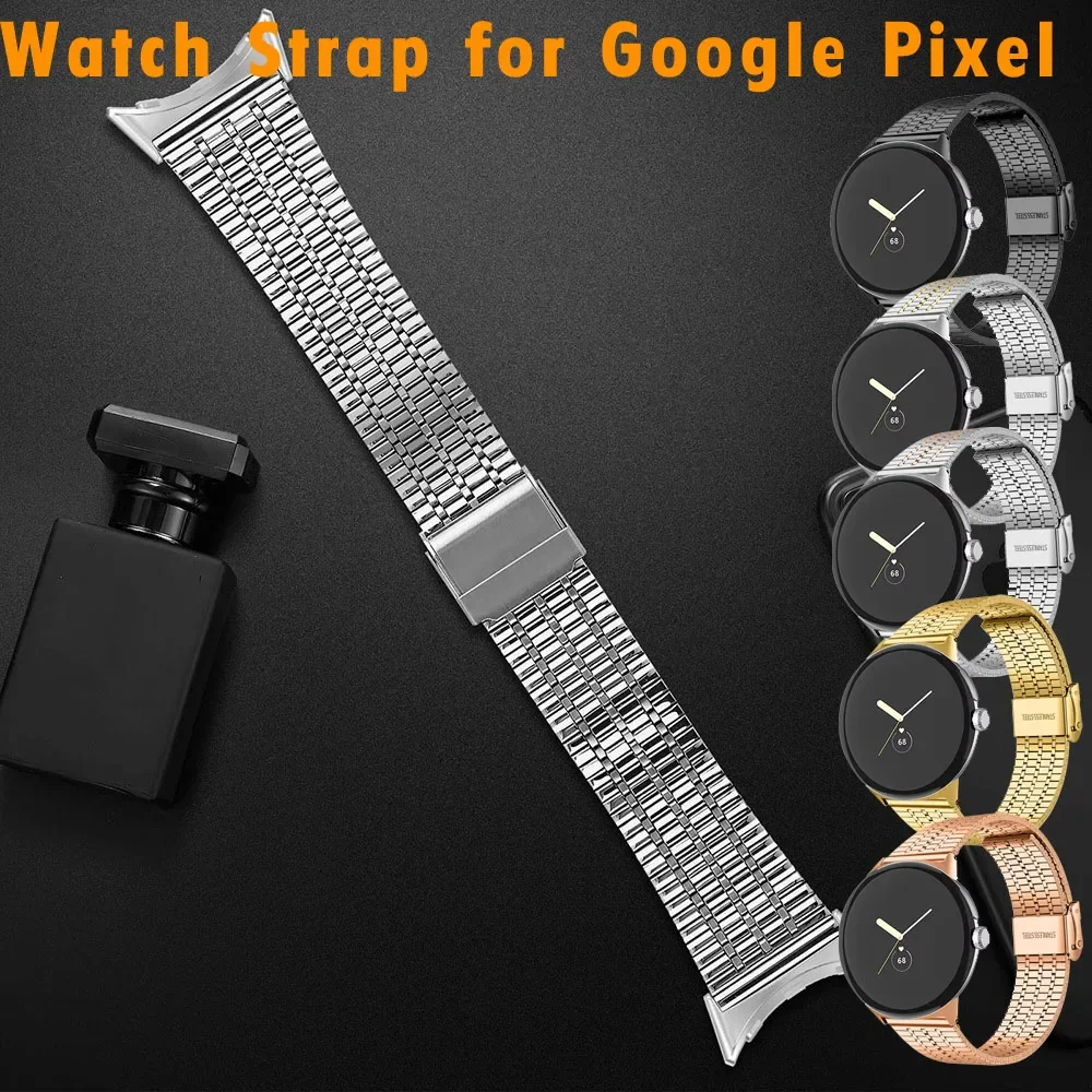 Фото Ремешок из нержавеющей стали без зазоров для Google Pixel Watch 4, 3, 41 мм, 45 мм, металлический браслет для Google Pixel Watch 1, 2, 3, 4, ремешок на запястье №1