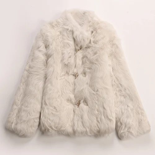 

Jacket Warm Wool 100% Real Women Winter 2023 Short Elegant Sheep Shearing Coat Female Clothing Jaqueta Feminina Gxy1071