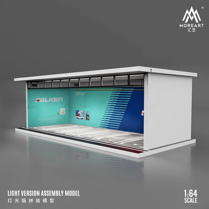 MoreArt&ampTimeMicro 1:64 HKS Advan Shell Parking Garage Собранная сцена Диорама со светом