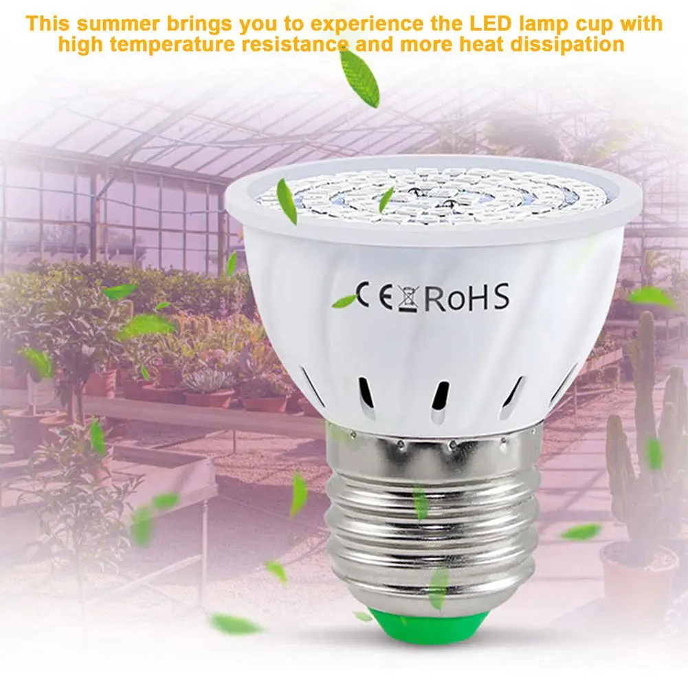

Светодиодный светильник для выращивания растений 220 В, чашка s, 48 бусин, 60 бусин, 80 бусин, E27, комнатный светильник, чашка для комнатных растени...
