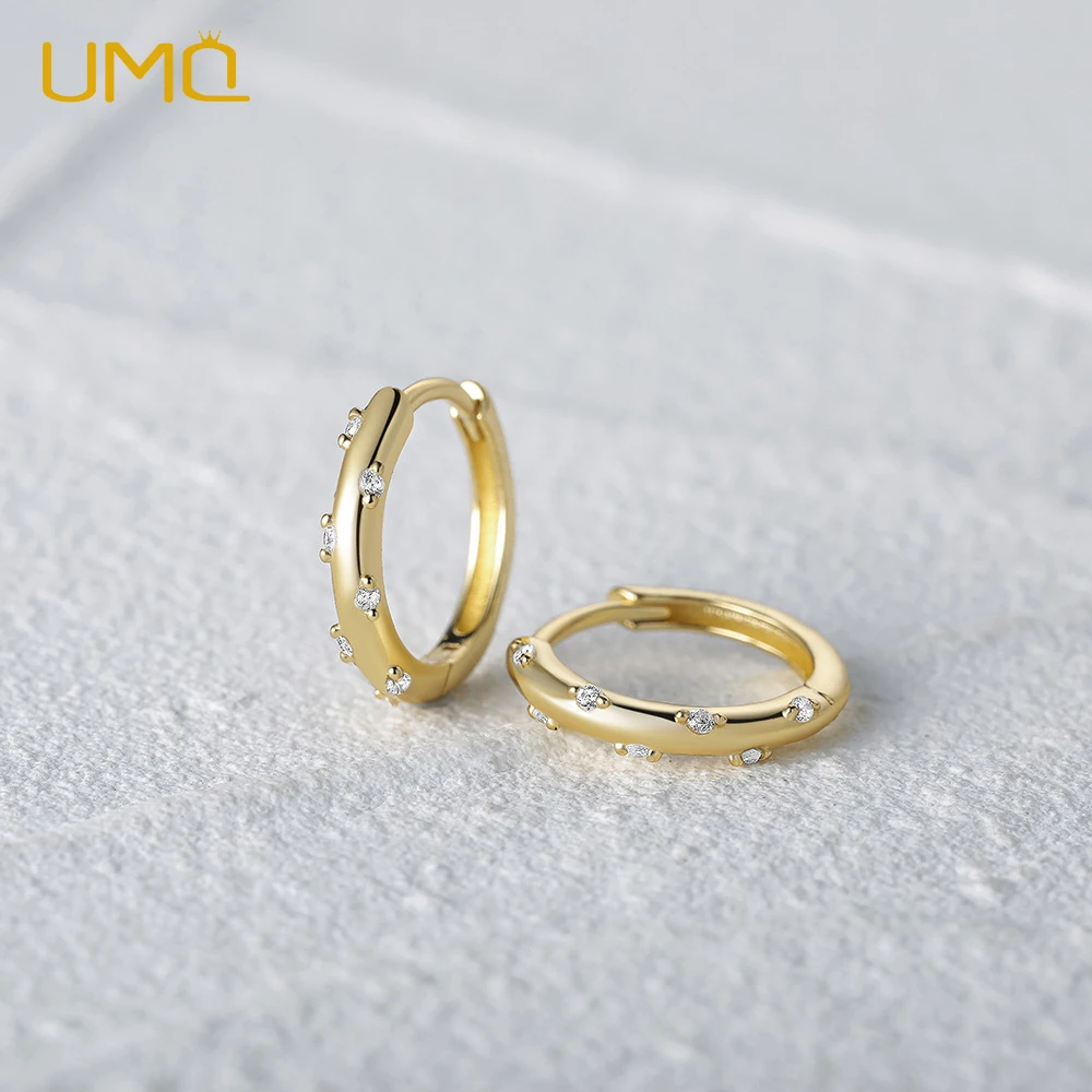 

UMQ 925 Sterling Silver Hoop Earrings Gold Color Glossy Tiny Cartilage Piercing Small Huggie Earring for Women Fine Jewelry Gift