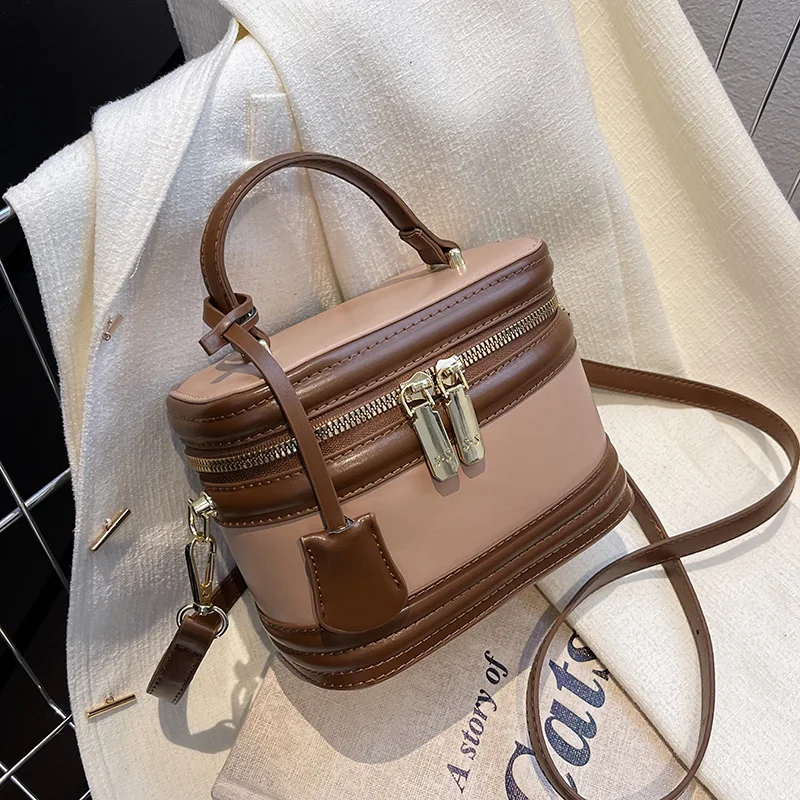 

Vintage Mini PU Leather Crossbody Bag Women Shoulder Bag with Short Handle Box Design Ladies Fashion Handbags and Purses