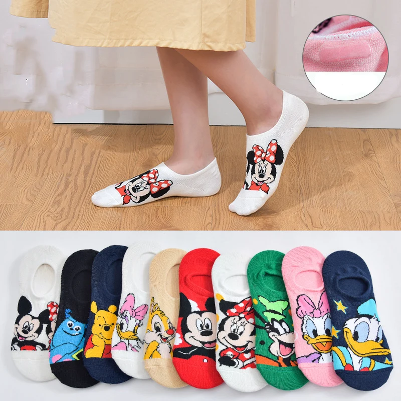 

Disney Anime Figure Mickey Minnie Spring Autumn Kawaii Socks Cotton Invisible Socks Cartoon Cute Girl Gifts free shipping items