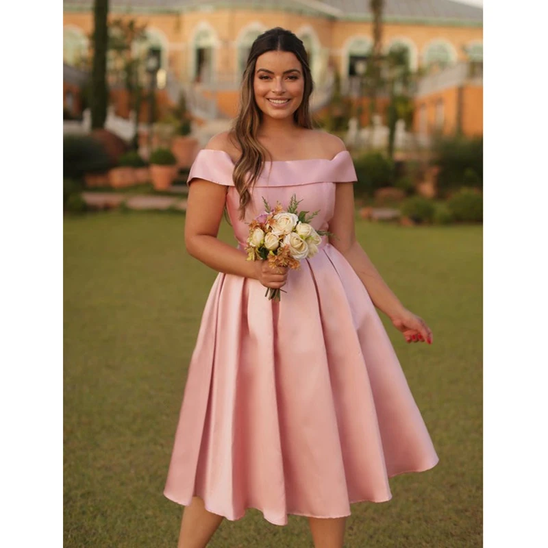 

Элегантные Короткие Платья для подружек невесты, модель 2023 года, корсет с вырезом лодочкой, ТРАПЕЦИЕВИДНОЕ ПЛАТЬЕ до середины икры, платье для выпускного вечера, платья для официальной вечеринки, платье для вечеринки