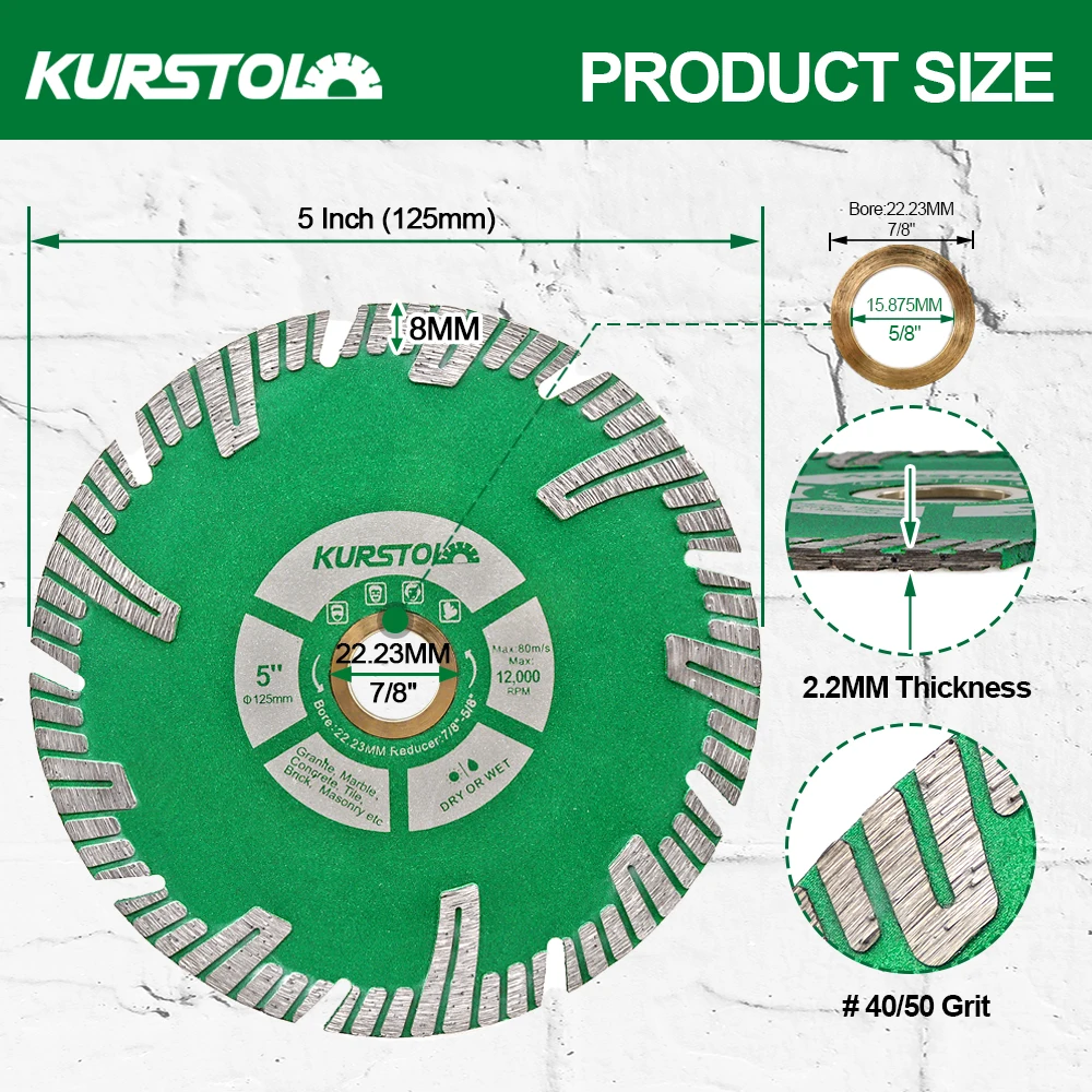 

KURSTOL Алмазный диск для резки бетона 115/125/180/230 мм