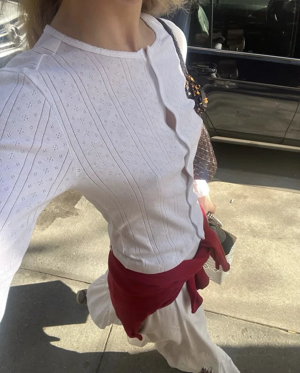 Женский белый вязаный кардиган COUCOU длинное осеннее пальто с длинным рукавом